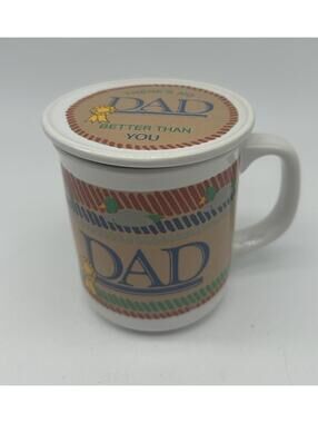 Vtg Giftco #1 Dad Coffee Tea Mug Lid Ducks Duck Hunter Collectible Cup Coaster
